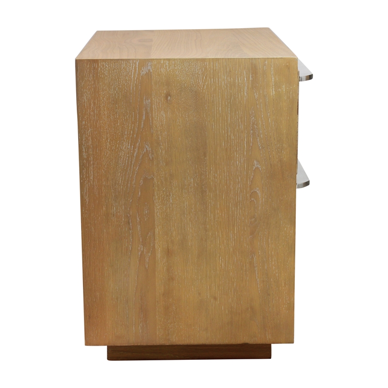 Sarasota 2-Drawer Oak Wood Nightstand with Metal Handles in Natural Finish