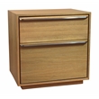Sarasota Large 2-Drawer Oak Wood Nightstand with Metal Handles in Natural Finish