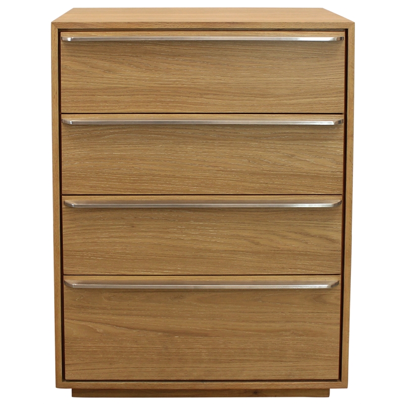 Sarasota 4-Drawer Oak Wood Dresser with Metal Handles in Natural Finish