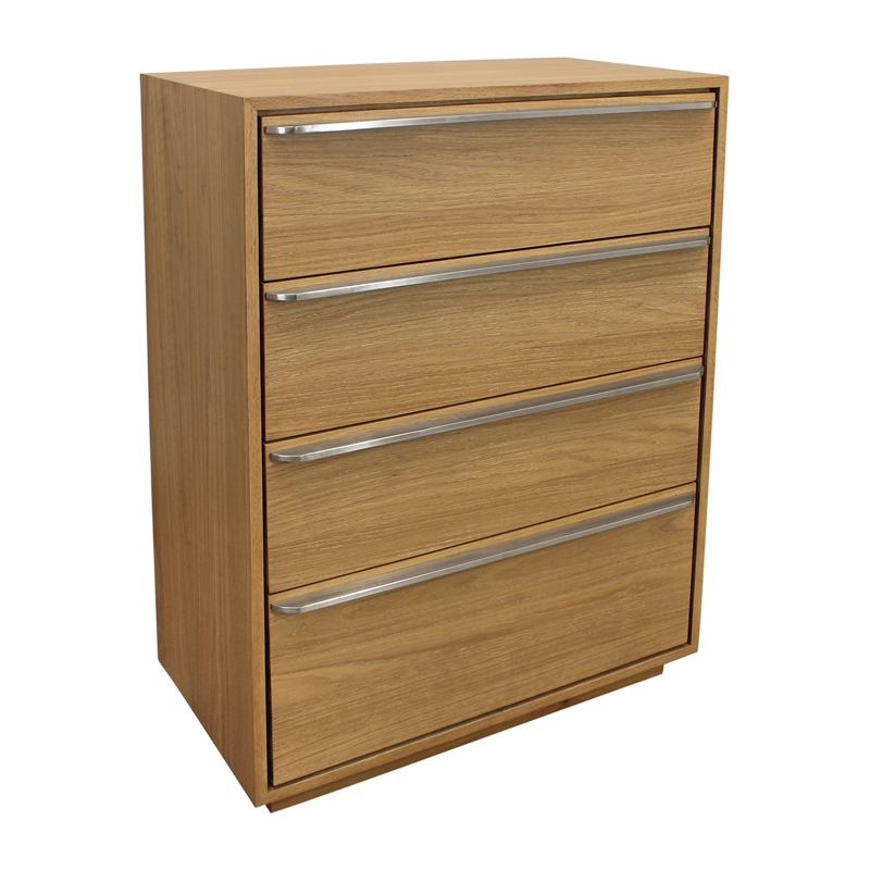 Sarasota 4-Drawer Oak Wood Dresser with Metal Handles in Natural Finish