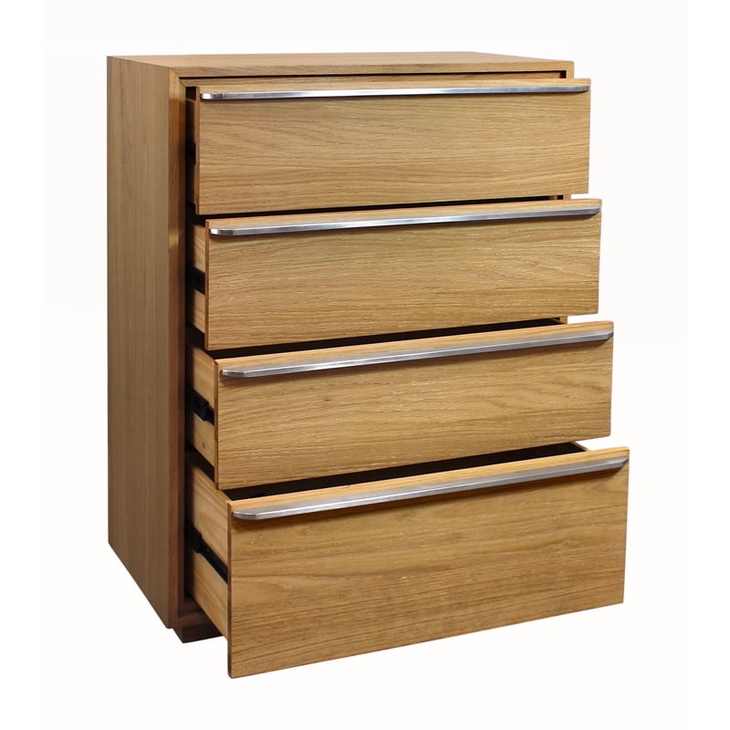 Sarasota 4-Drawer Oak Wood Dresser with Metal Handles in Natural Finish