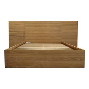 Sarasota Oak Wood Platform Queen Bed with Wings in a Natural Finish
