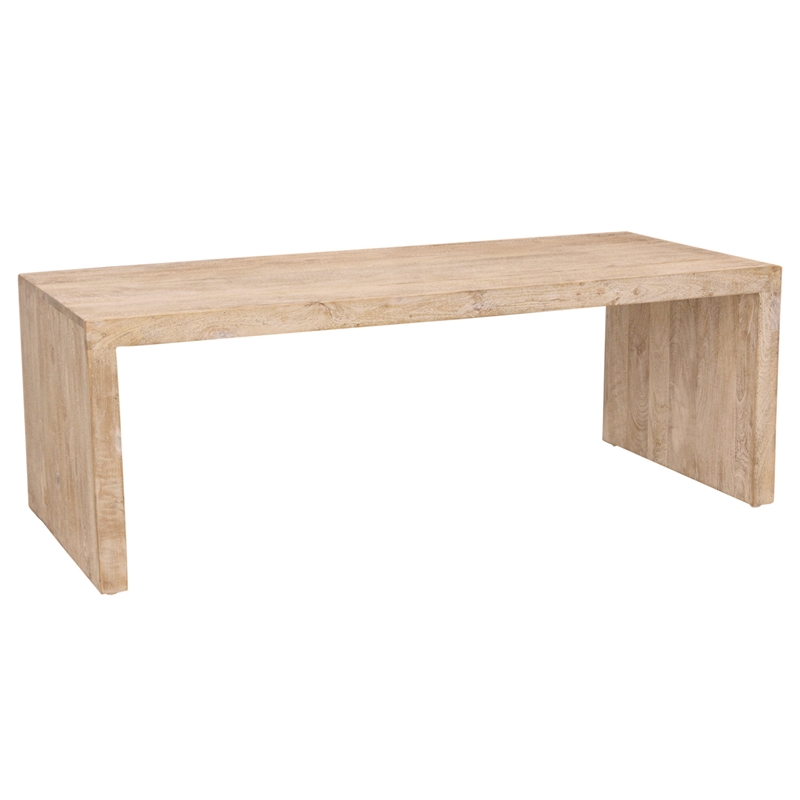Mir 3-Piece Solid Wood Coffee and End Table Set in Brushed White Finish
