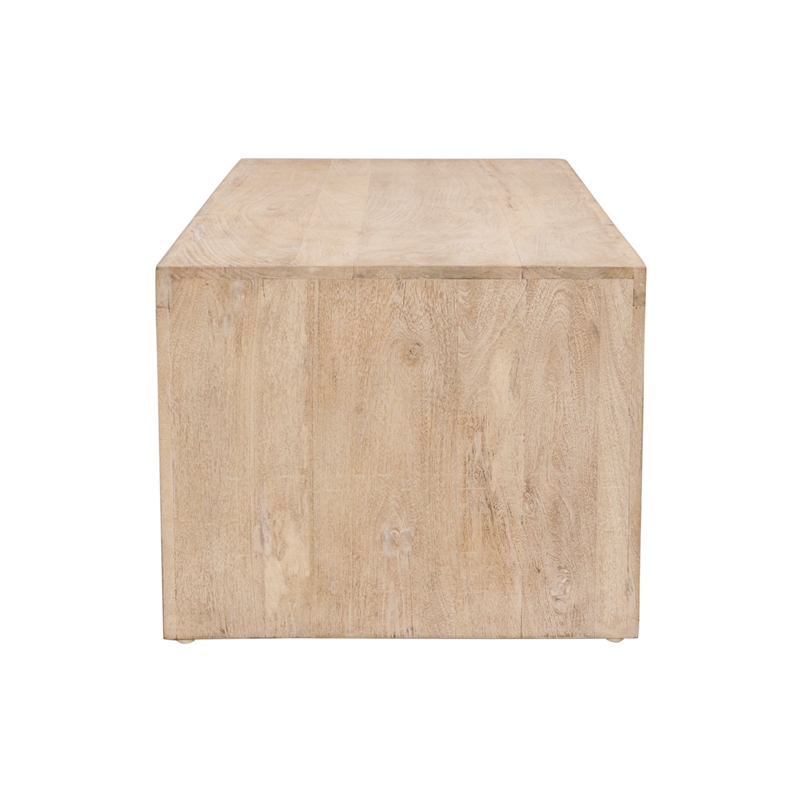 Mir 3-Piece Solid Wood Coffee and End Table Set in Brushed White Finish