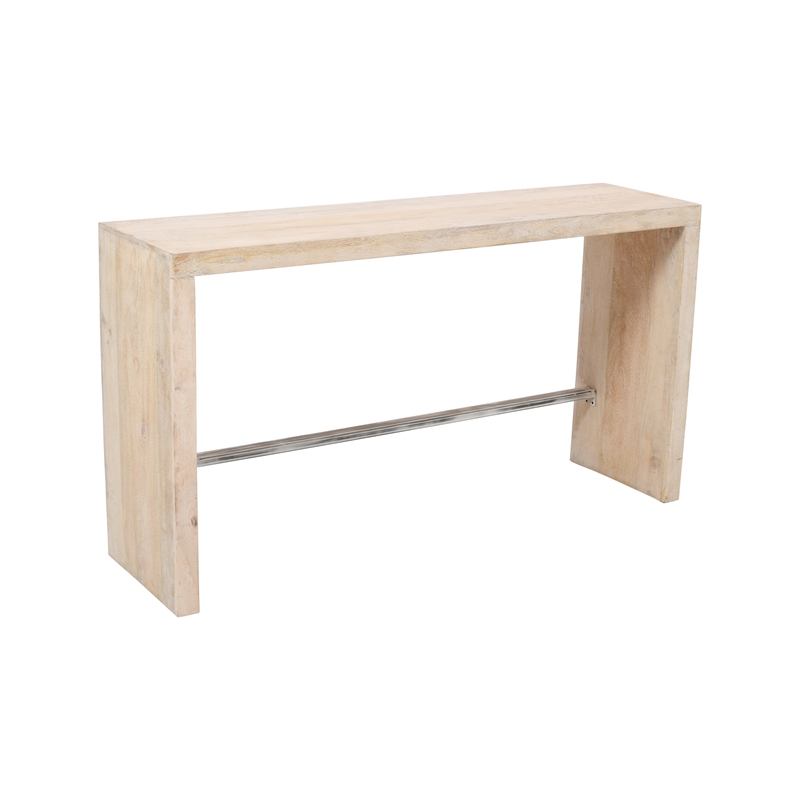 Montez 4-Piece Solid Wood Bar Table and Stools Set in Brushed White Finish