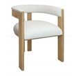 Trish Solid Wood Dining Arm Chair with Ivory Boucle Fabric and Down-Filled Seat