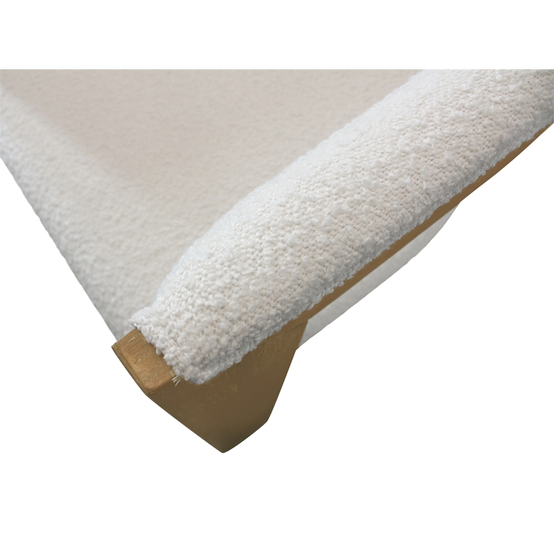 Trish Solid Wood Dining Arm Chair with Ivory Boucle Fabric and Down-Filled Seat