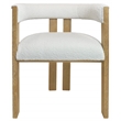 Trish Solid Wood Dining Arm Chair with Ivory Boucle Fabric and Down-Filled Seat
