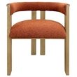 Trish Solid Wood Dining Arm Chair with Rust Orange Boucle Fabric and Down Seat