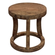 Koda Solid Wood Round Accent Stool With Circle Base in Natural Brown Finish
