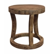 Koda Solid Wood Round Accent Stool With Circle Base in Natural Brown Finish