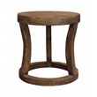 Koda Solid Wood Round Accent Stool With Circle Base in Natural Brown Finish