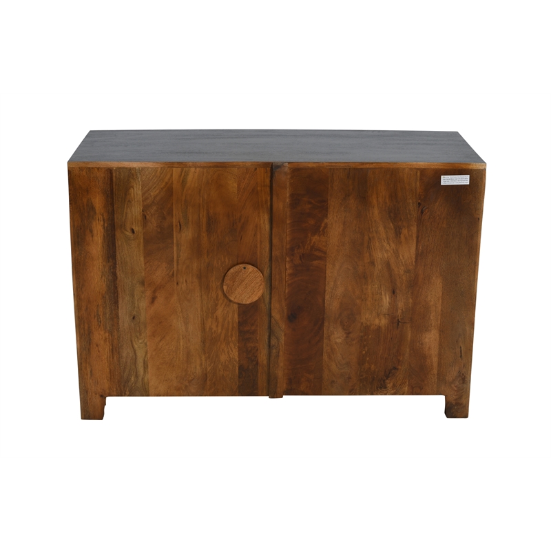 Waverly 2 Door Solid Wood Accent Cabinet with Hand-Carved Doors in Gray