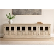Tropez 8-Door Solid Wood Sideboard With Glass Panels in Distressed White Finish