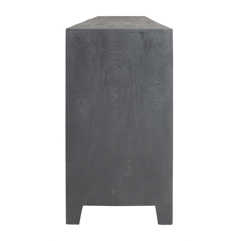 Waverly Solid Wood Media Cabinet with 4 Doors and Gray Finish
