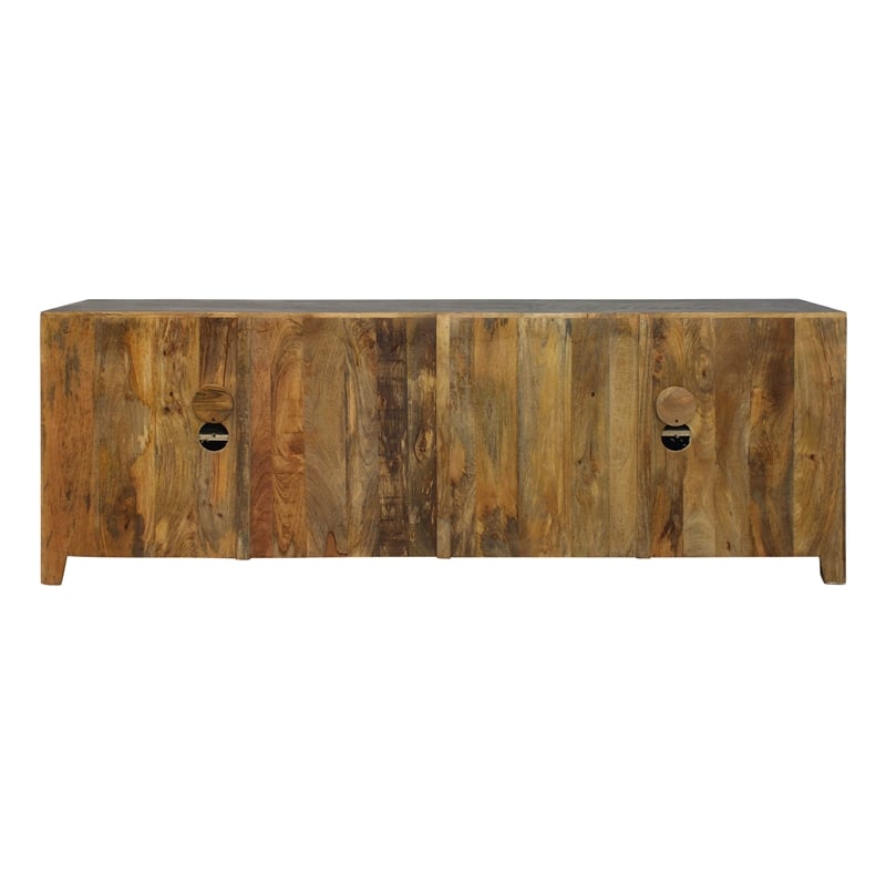 Waverly Solid Wood Media Cabinet with 4 Doors and Gray Finish
