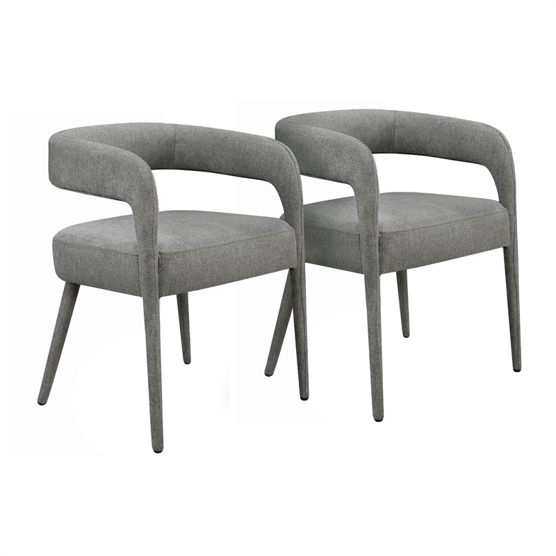 Galway 2-Piece Set of Comfy Cushioned Metal Side Chairs in Dark Gray Fabric