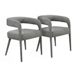 Galway 2-Piece Set of Comfy Cushioned Metal Side Chairs in Dark Gray Fabric