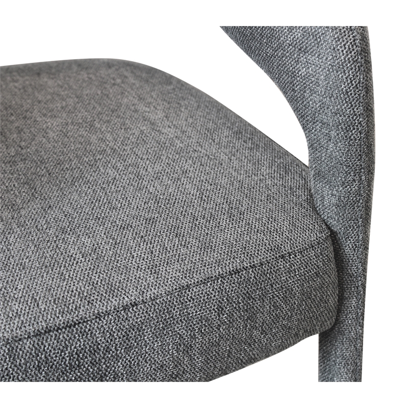 Galway 2-Piece Set of Comfy Cushioned Metal Side Chairs in Dark Gray Fabric