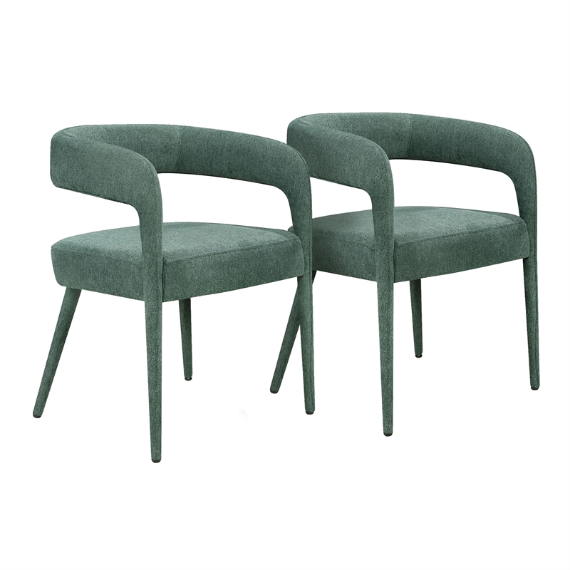 Galway 2-Piece Set of Two Comfy Cushioned Metal Side Chairs in Teal Linen Fabric