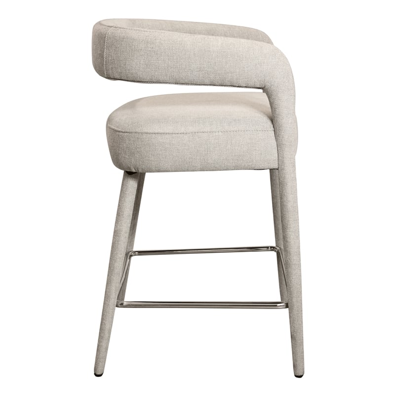 Galway Comfy Cushioned Metal Counter Chair in Ivory Linen Fabric