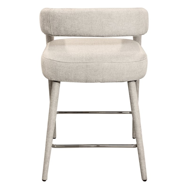 Galway Comfy Cushioned Metal Counter Chair in Ivory Linen Fabric