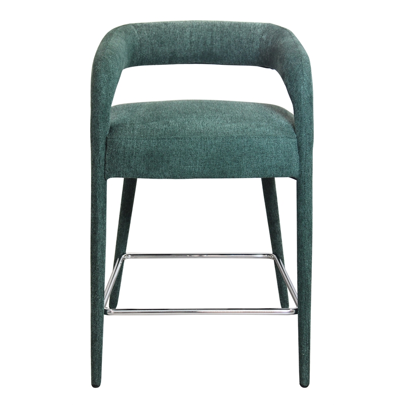Galway Comfy Cushioned Metal Counter Chair in Teal Linen Fabric