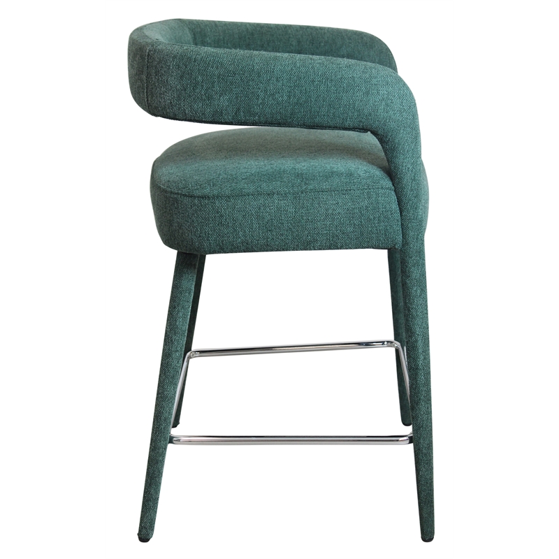 Galway Comfy Cushioned Metal Counter Chair in Teal Linen Fabric