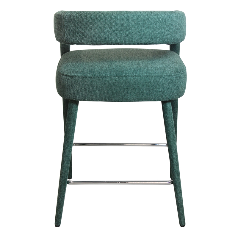 Galway Comfy Cushioned Metal Counter Chair in Teal Linen Fabric