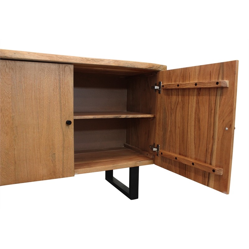 Sycamore Rustic Solid Wood Credenza Sideboard with Live Edge in a Natural Finish