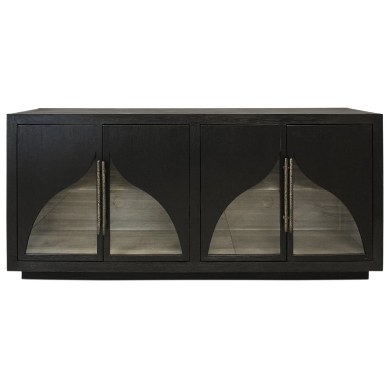 Kate 4-Door Solid Wood Sideboard with Oak Wood in a Dark Brown Finish