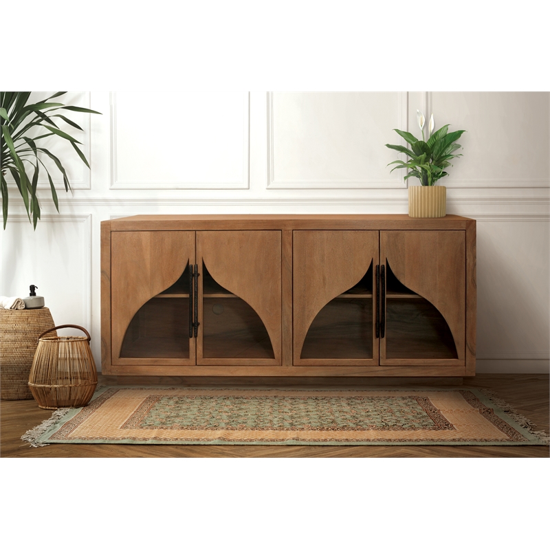 Kate 4-Door Solid Wood Sideboard with Acacia Wood in a Natural Finish
