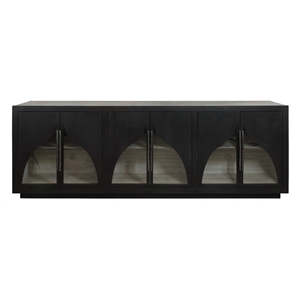 Kate 6-Door Solid Wood Sideboard with Oak Wood in a Dark Brown Finish