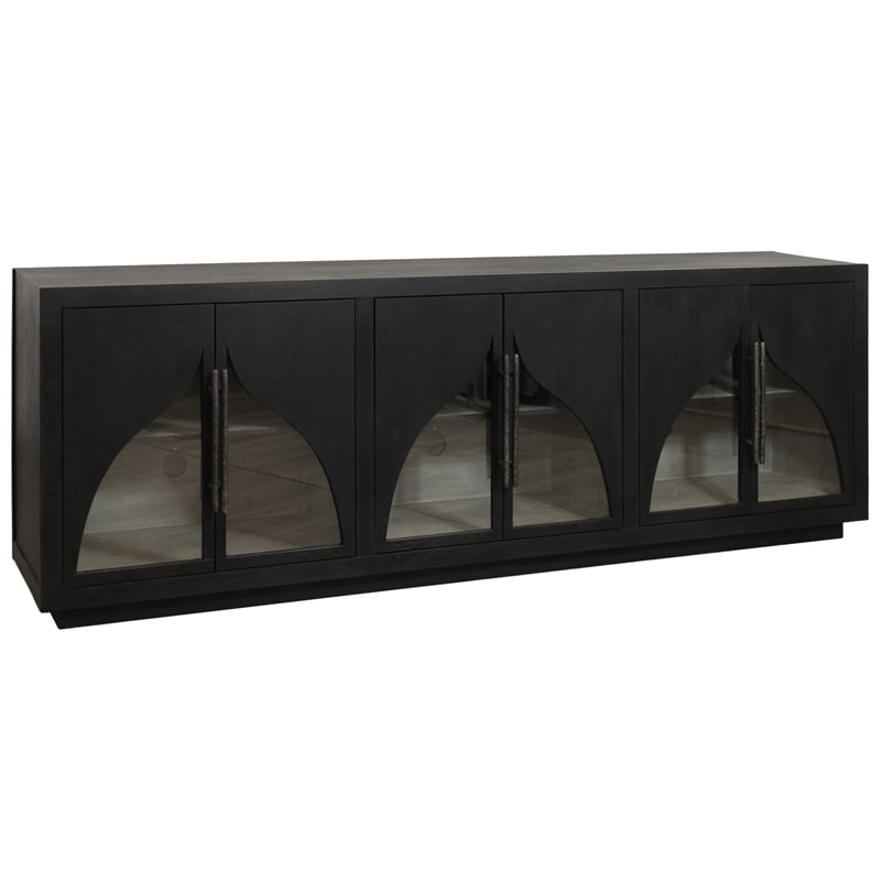 Kate 6-Door Solid Wood Sideboard with Oak Wood in a Dark Brown Finish