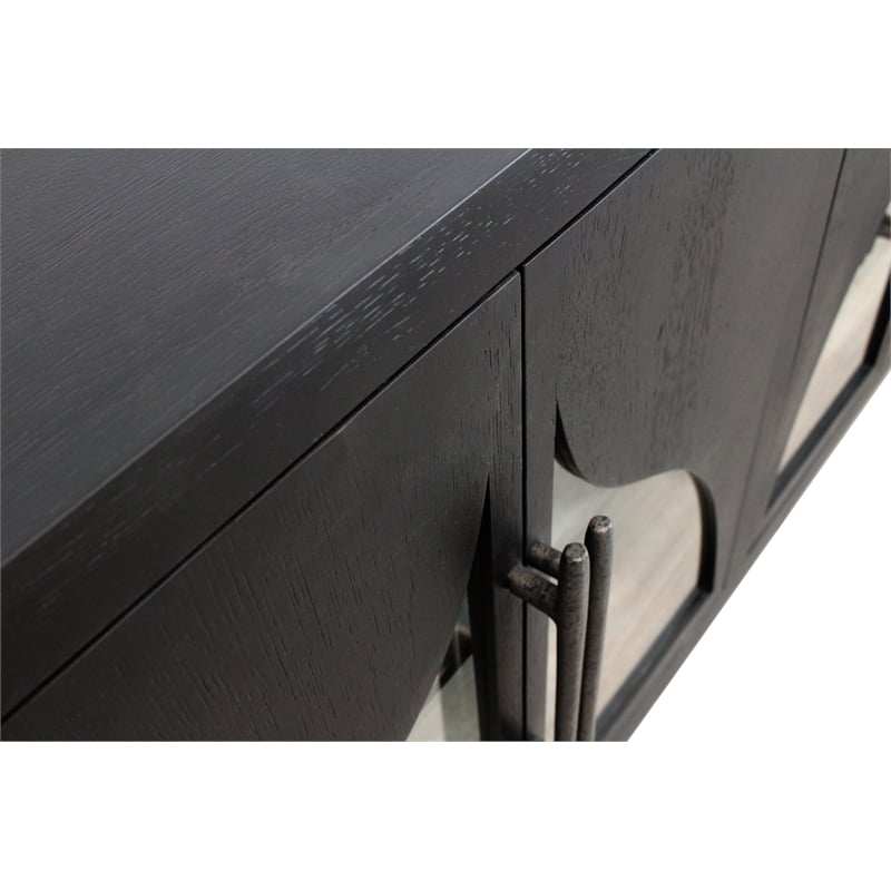 Kate 6-Door Solid Wood Sideboard with Oak Wood in a Dark Brown Finish