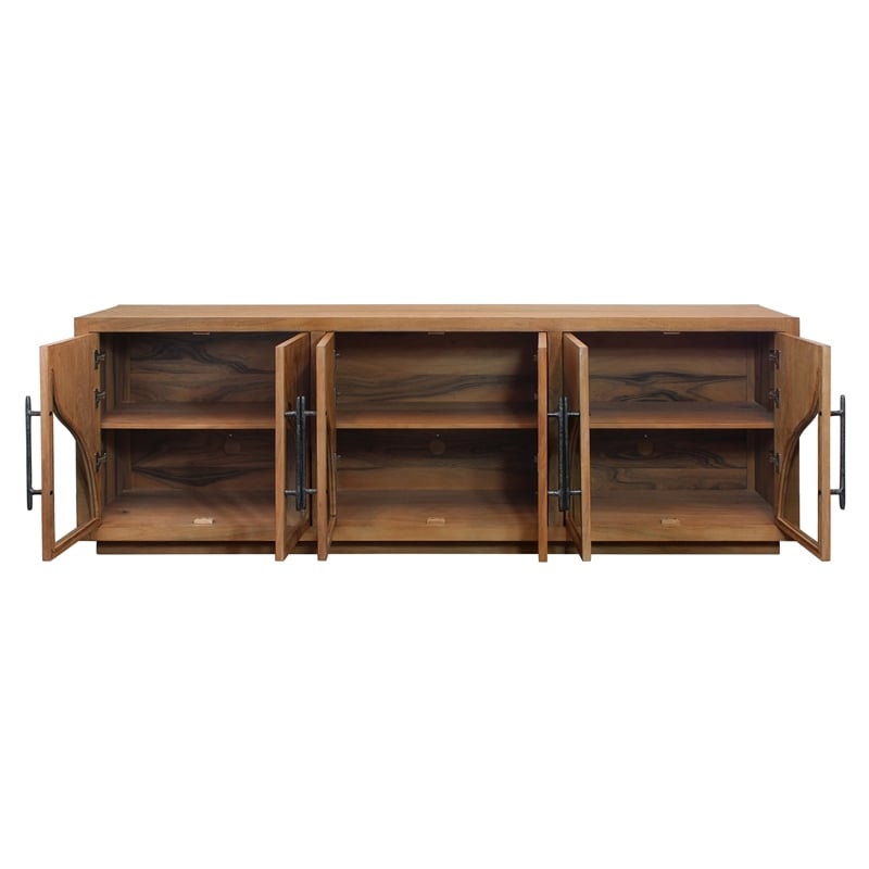 Kate 6-Door Solid Wood Sideboard with Acacia Wood in a Natural Finish