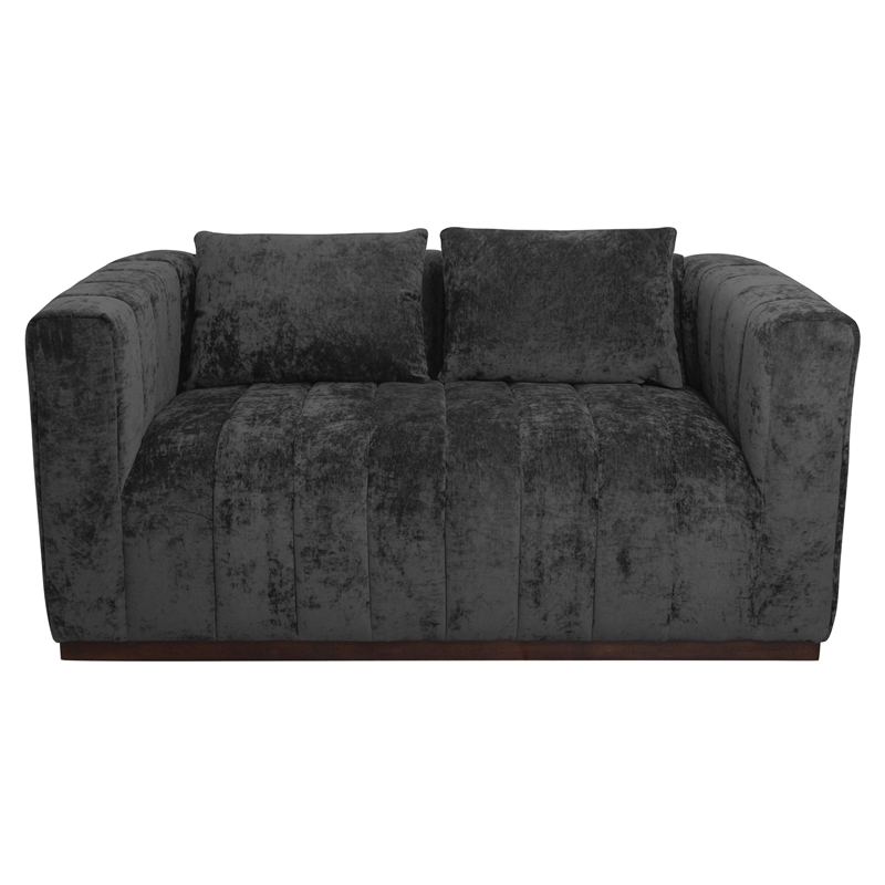 Upton Loveseat in Prism Black Color with Modern Solid Wood Base