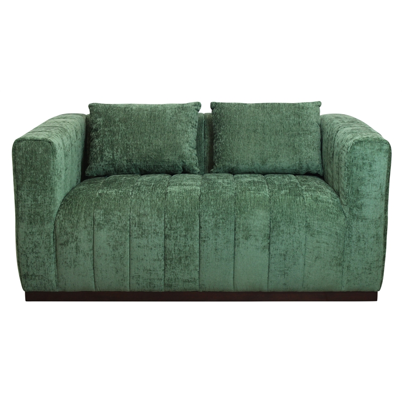 Upton Loveseat in Cypress Green Color with Modern Solid Wood Base