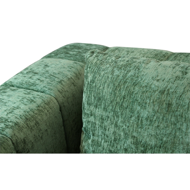 Upton Loveseat in Cypress Green Color with Modern Solid Wood Base