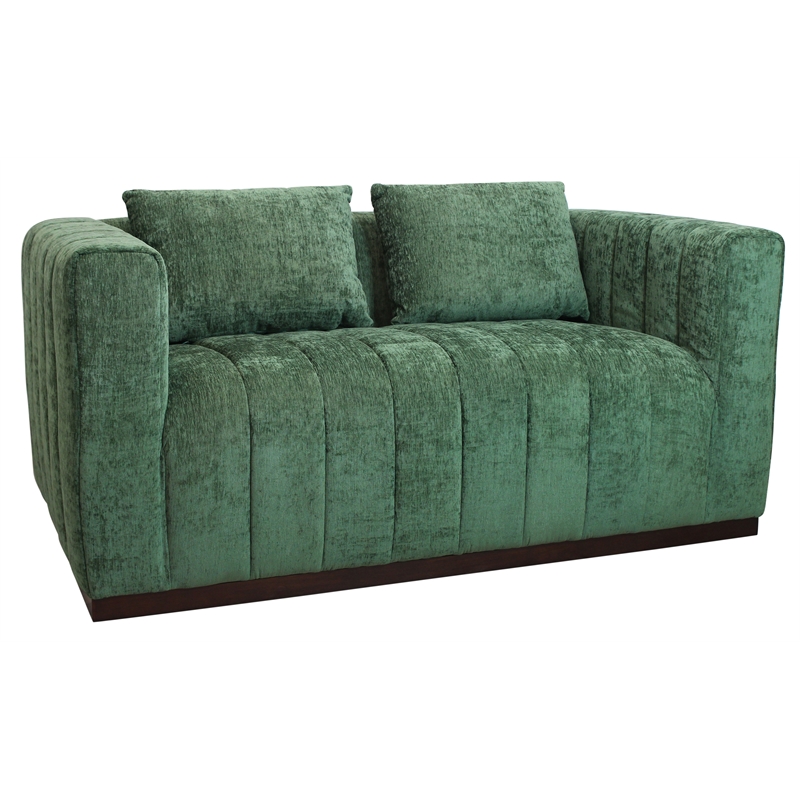 Upton Loveseat in Cypress Green Color with Modern Solid Wood Base