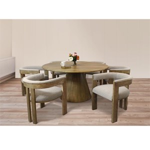 Jaden 7-Piece 60&quot Modern Dining Set with 6 Trish Silver Solid Wood Arm Chairs