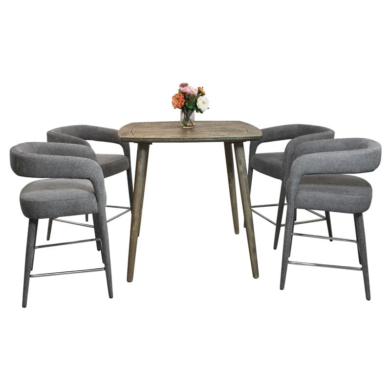 Cole 5 Piece Gathering Set With Counter Table And 4 Galway Grey Counter Chairs