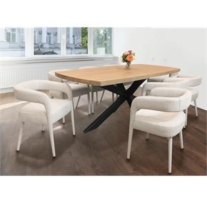 Logan 9 Piece Dining Set With 82&quot Dining Table And 8 Galway Ivory Side Chairs