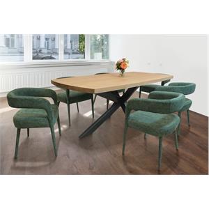 Logan 7 Piece Dining Set With 82&quot Dining Table And 6 Galway Teal Side Chairs