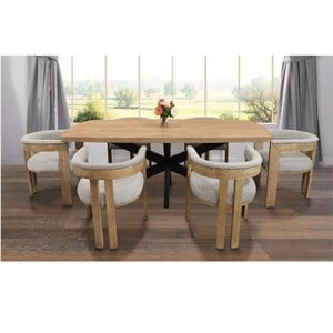 Logan 7 Piece Set With 82&quot Dining Table And 6 Trish Gray Arm Chairs