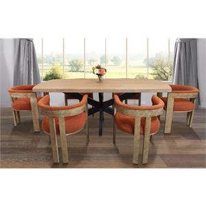 Logan 7 Piece Set With 82&quot Dining Table And 6 Trish Rust Arm Chairs