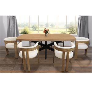 Logan 7 Piece Set With 82&quot Dining Table And 6 Trish Ivory Arm Chairs
