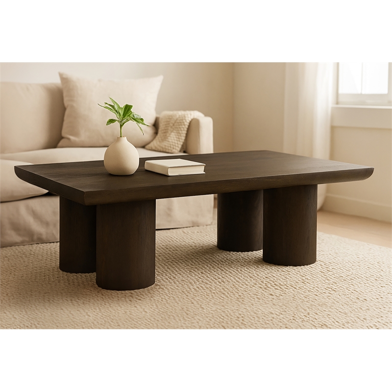 Sullivan Solid Wood Rectangular Coffee Table in Dark Brown Finish