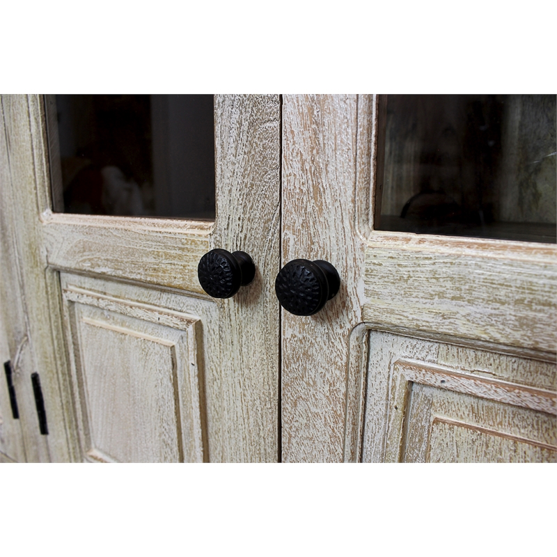 Tropez 4 Glass Door Sideboard Sand Natural Finish on Mango Wood