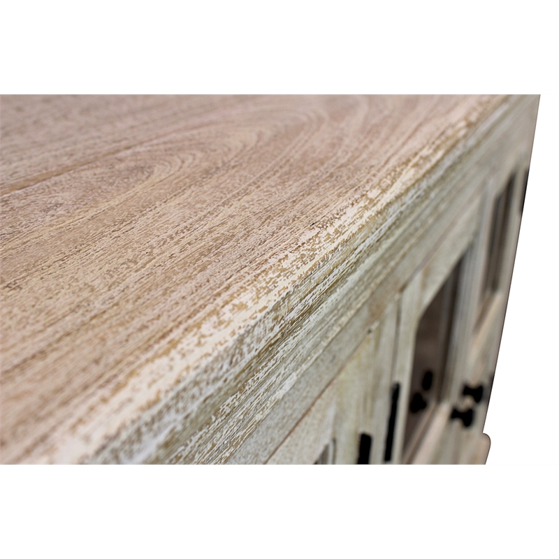 Tropez 4 Glass Door Sideboard Sand Natural Finish on Mango Wood